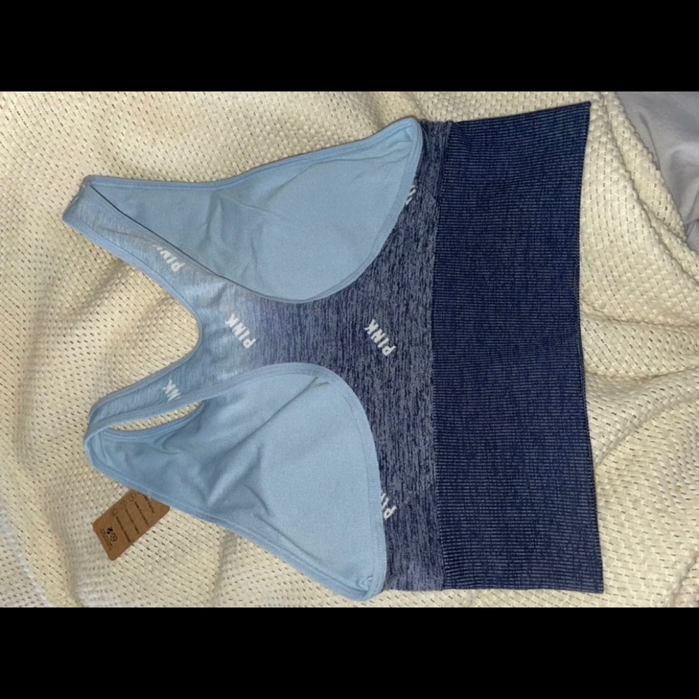PINK ombré light blue to navy blue sports bra never worn